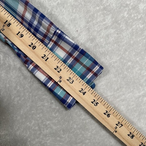 VINTAGE Karman Pearl Snap Shirt Mens 17 XL Western Madras Plaid Casual Long Tail - Picture 6 of 7